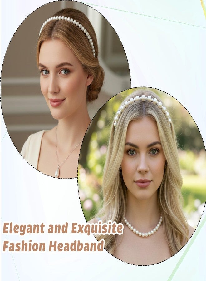 Matwsec 5PCS Pearl Headbands for Women White Pearl Headband for Girls Non Slip Bridal Headband for Wedding Party Pearls Hair Accessories Christmas Gifts - Image 5